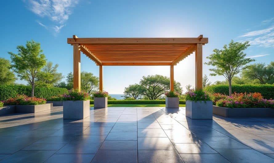 Comment fixer une pergola sur terrasse carrelée sans percer le dallage : solutions lestées