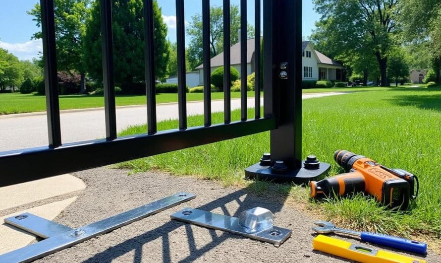 Comment poser un portail sans dalle béton : ancrage par platines et pieds réglables