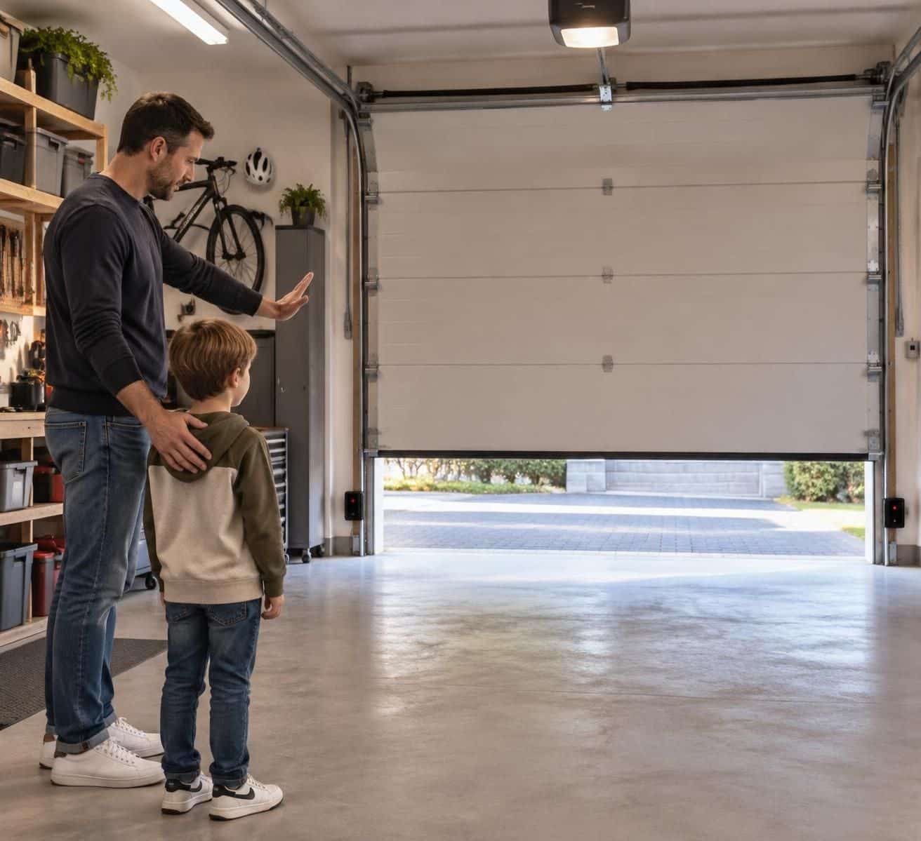 d&eacute;couvrez les dispositifs de s&eacute;curit&eacute; souvent oubli&eacute;s sur une porte de garage pour prot&eacute;ger les enfants des accidents et des risques de coincement.